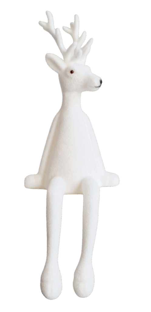 Diese eindrucksvolle XXL-Weihnachtsfigur in Form eines weißen Hirsches ist ein echtes Highlight.